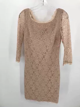 Pre-Owned Joseph Ribkoff Tan Size 6 Lace Knee Length Long Sleeve Dress