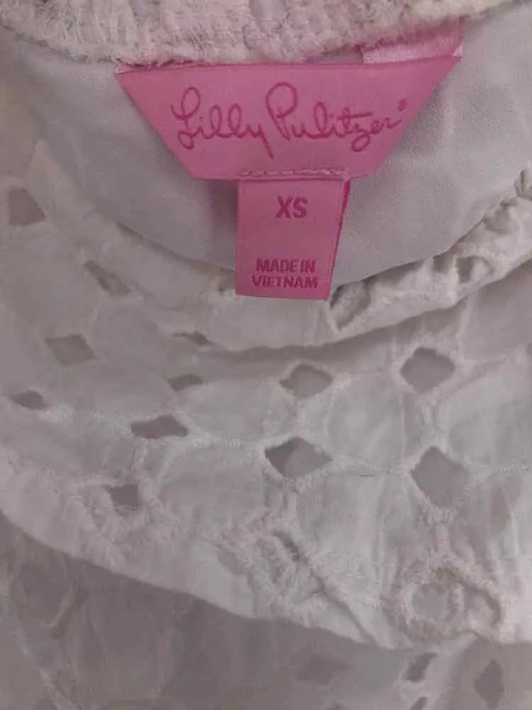 Pre-Owned Lilly Pulitzer White Size XS One Shoulder Short Short Sleeve Dress