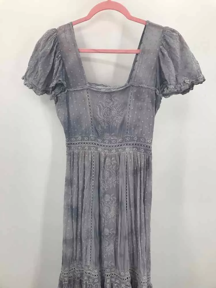 Pre-Owned Love Shack Fancy Blue Size 0 Maxi Short Sleeve Dress