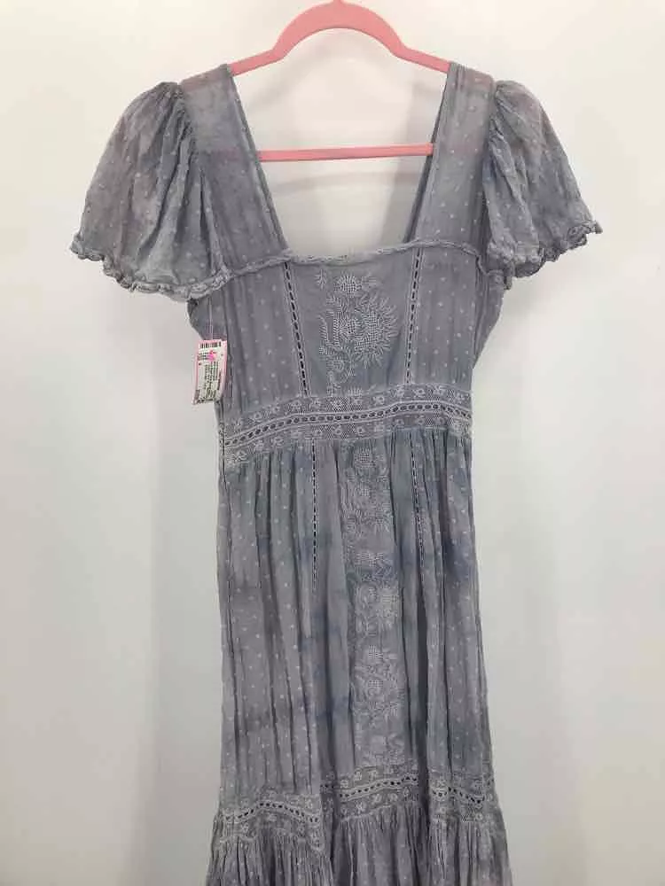 Pre-Owned Love Shack Fancy Blue Size 0 Maxi Short Sleeve Dress