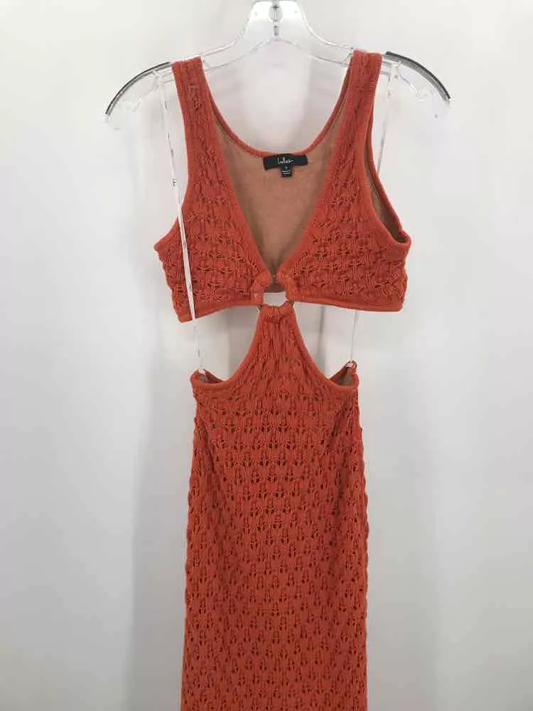 Pre-Owned Lulus Orange Size Small Midi Sleeveless Dress