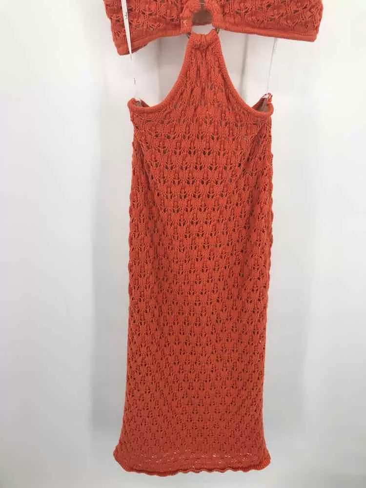 Pre-Owned Lulus Orange Size Small Midi Sleeveless Dress