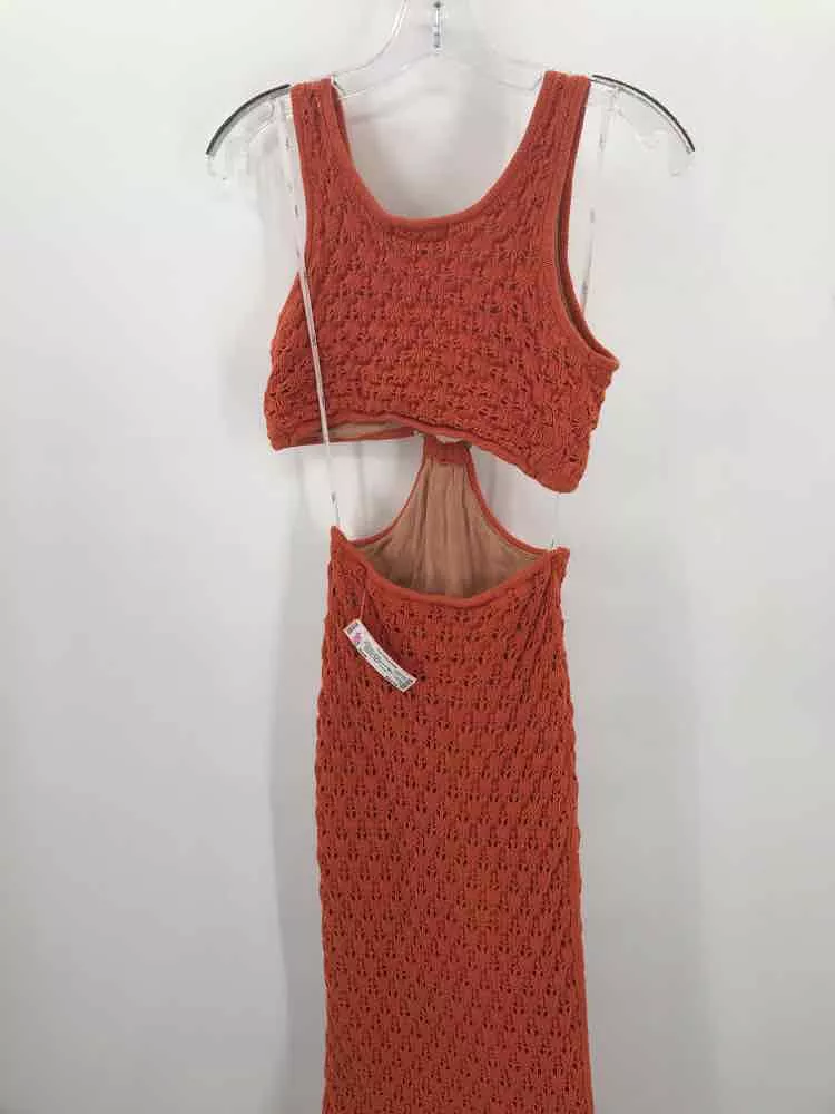 Pre-Owned Lulus Orange Size Small Midi Sleeveless Dress