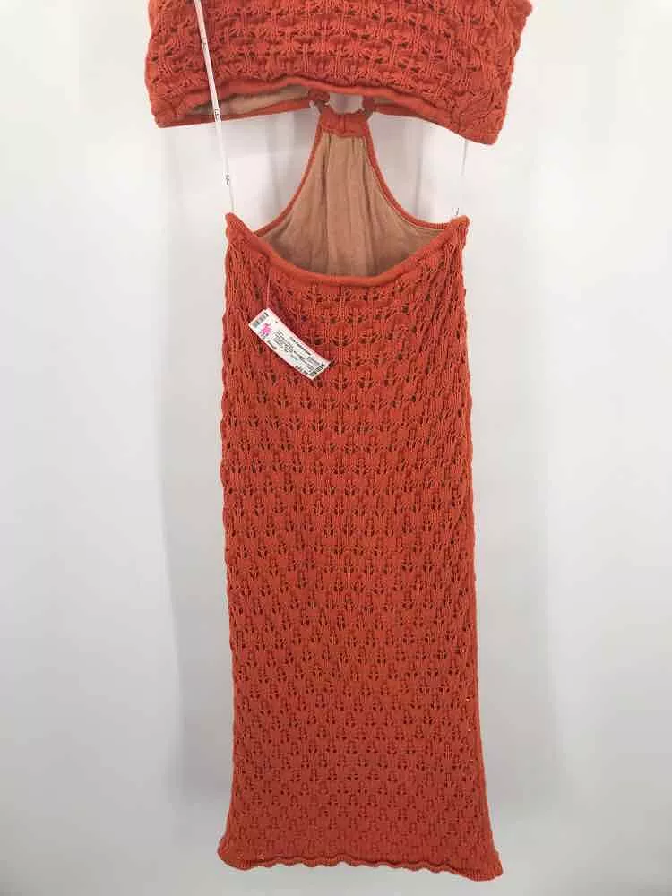 Pre-Owned Lulus Orange Size Small Midi Sleeveless Dress