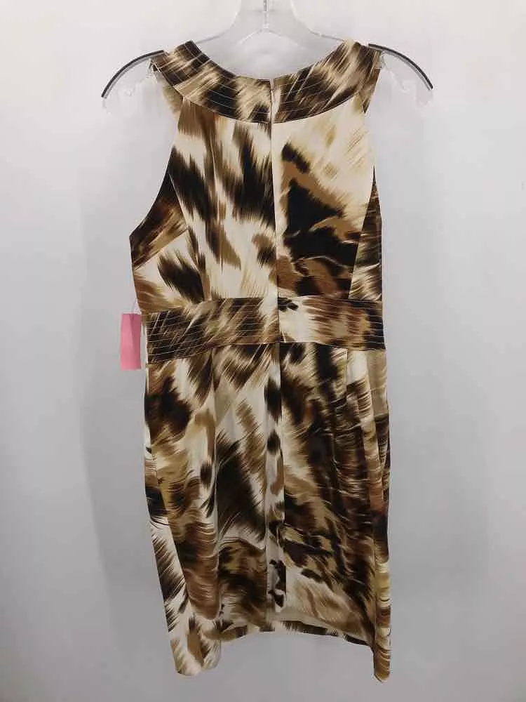 Pre-Owned Muse For Boston Proper Brown Size 10 Printed Midi Sleeveless Dress