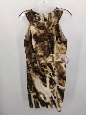 Pre-Owned Muse For Boston Proper Brown Size 10 Printed Midi Sleeveless Dress