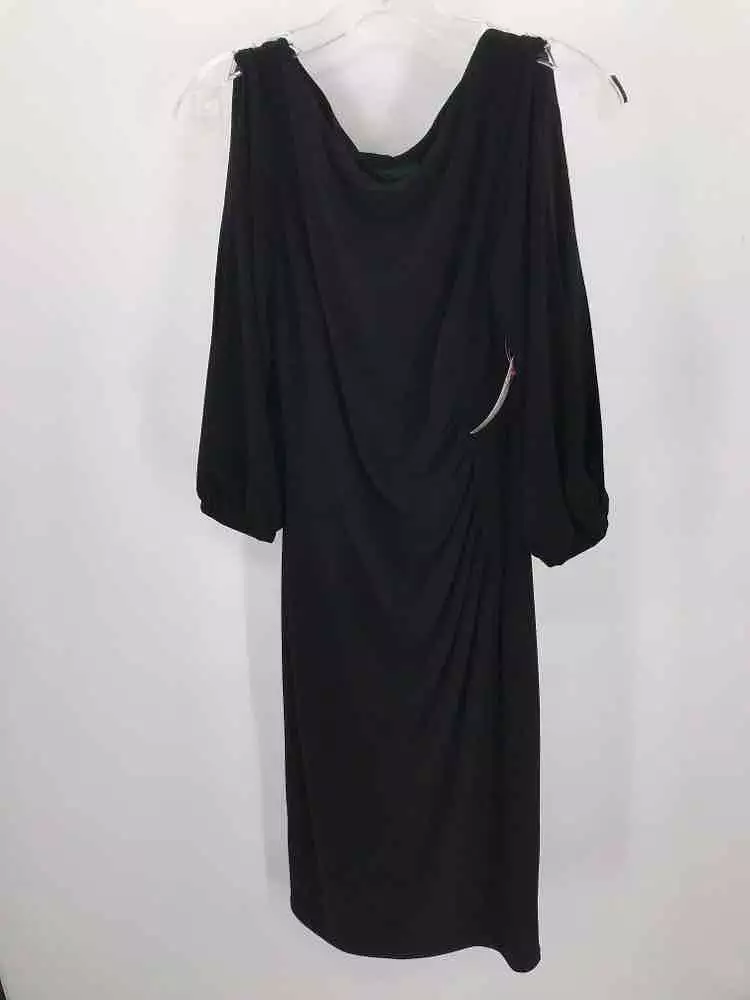 Pre-Owned Ralph Lauren Black Size 6 Ruched Midi Long Sleeve Dress