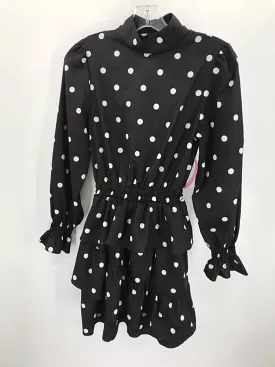 Pre-Owned Stellah Black Size Small Polka Dot Knee Length Long Sleeve Dress