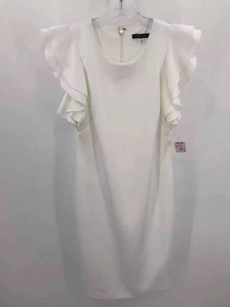 Pre-Owned Tommy Hilfiger White Size 6P Knee Length Short Sleeve Dress