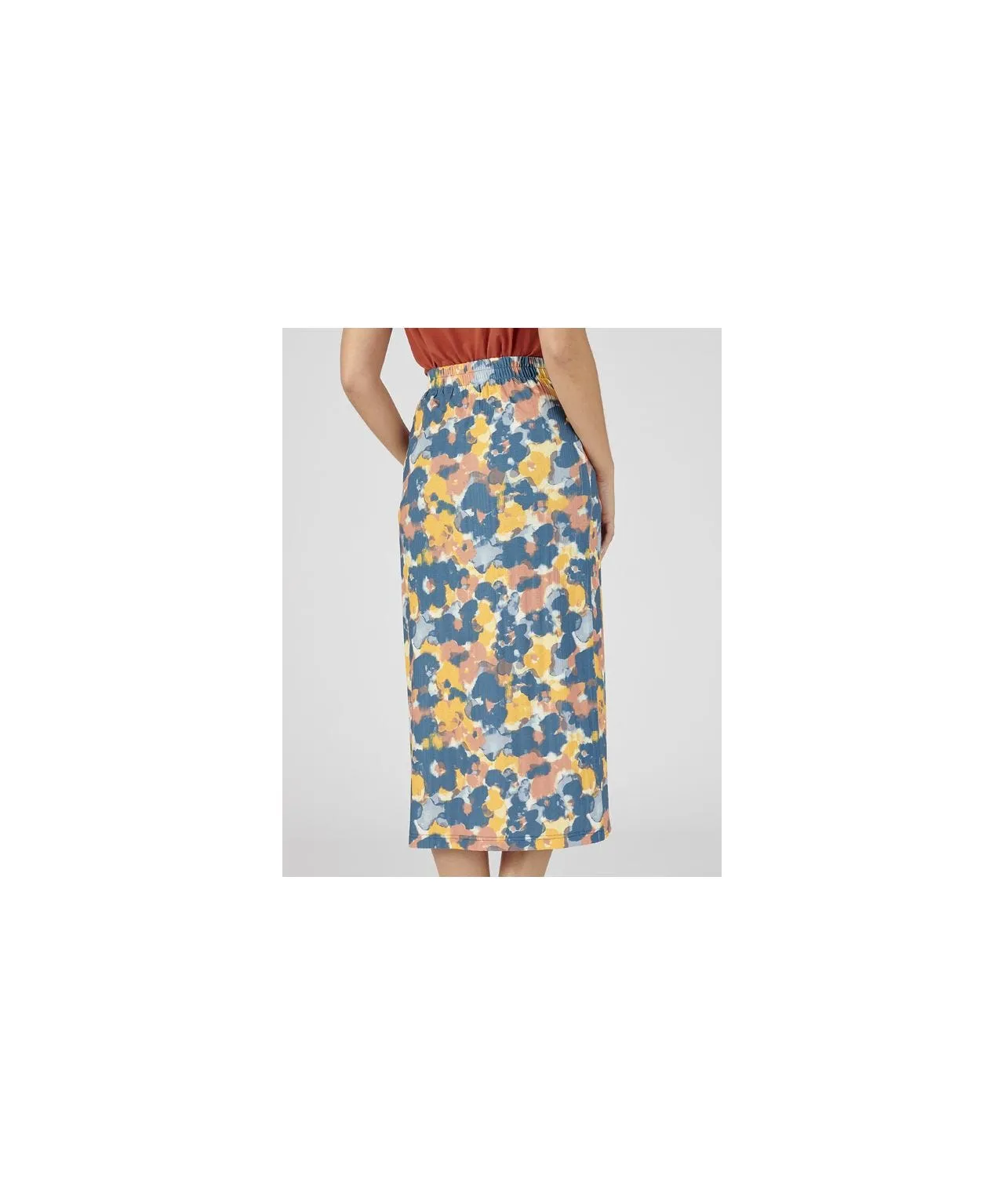 Printed Mock Wrap Skirt