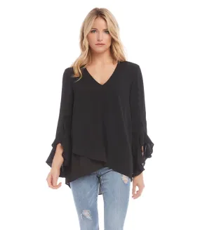 Ruffle Sleeve Crossover Top