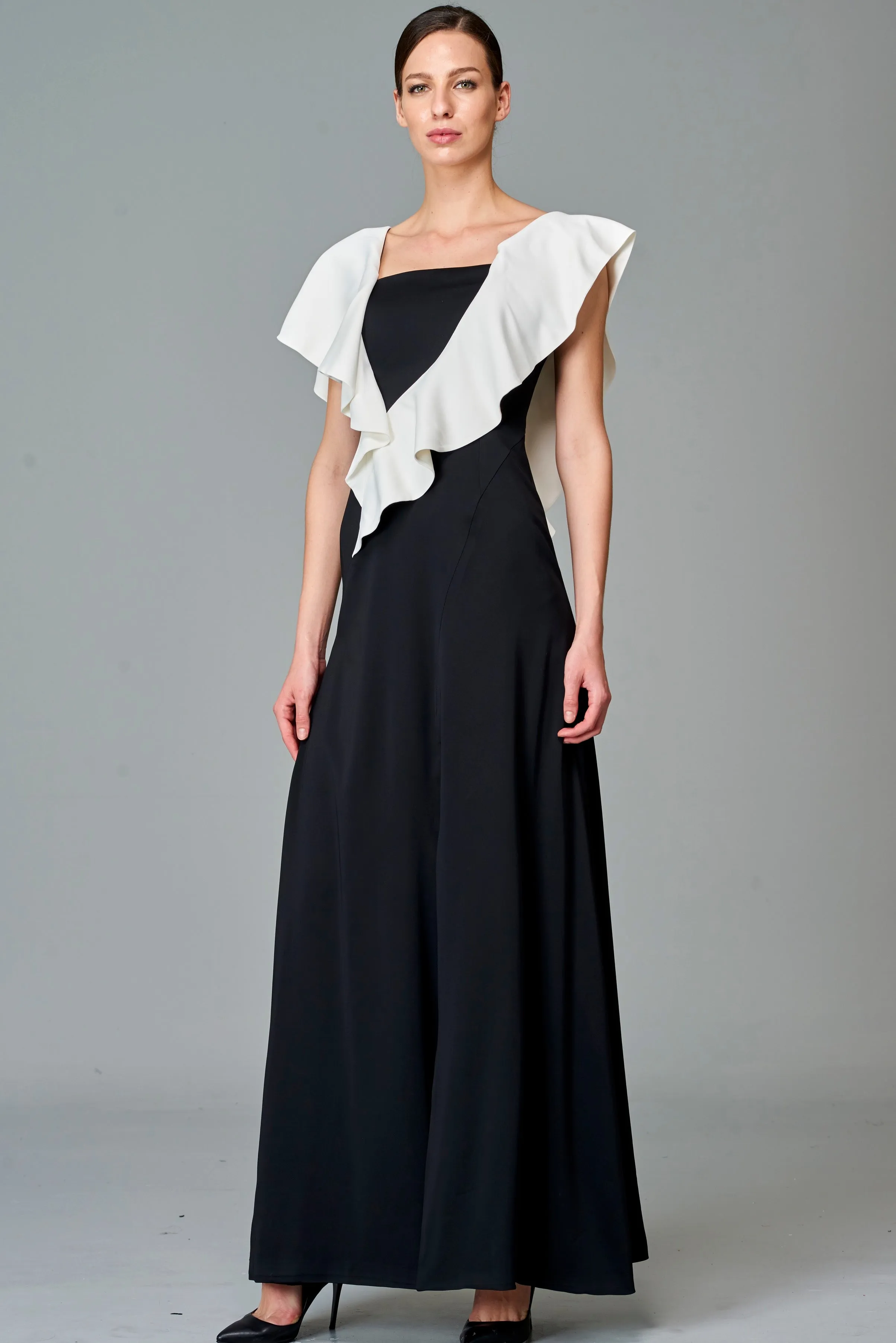 Ruffled Double Viscose Long Dress