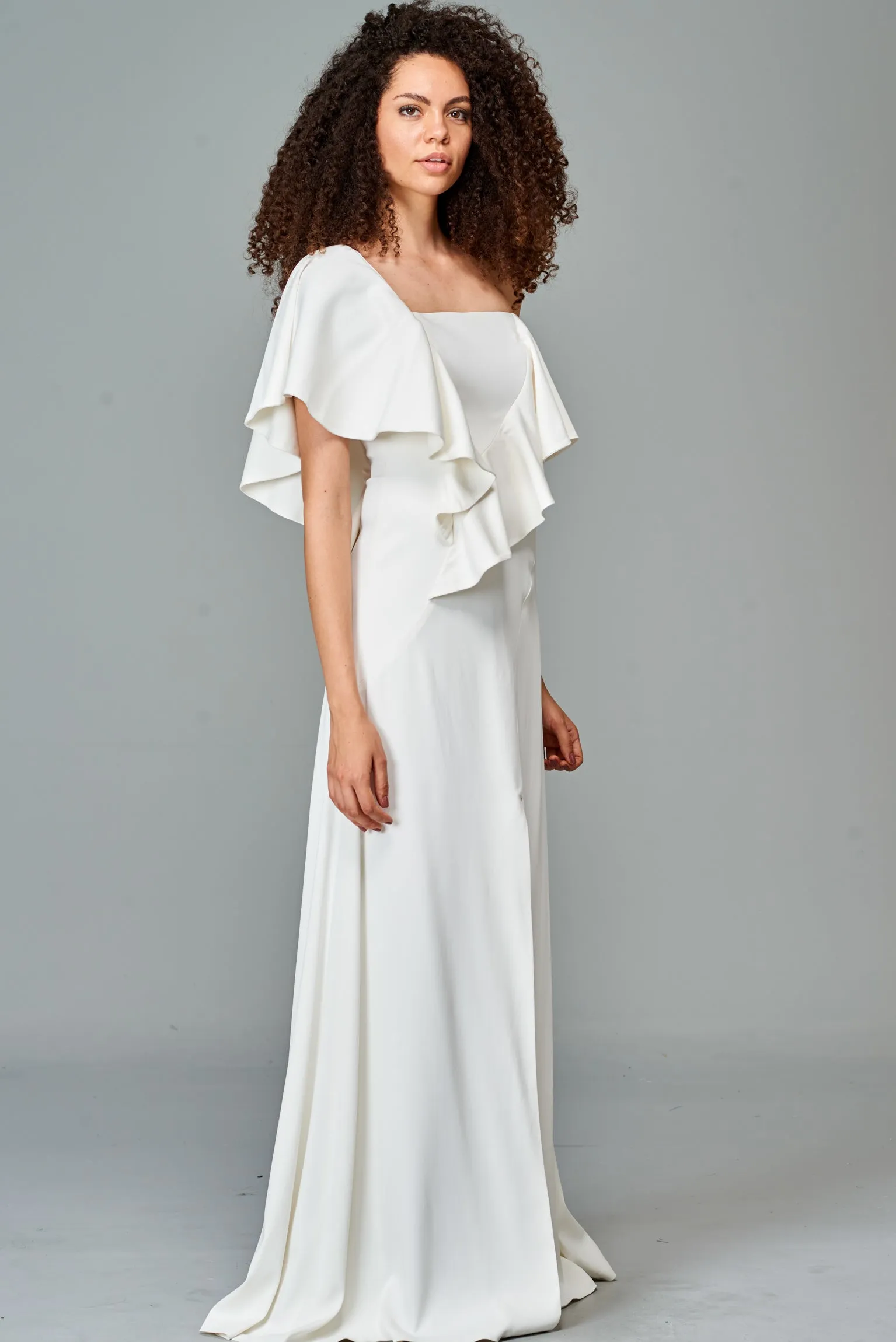 Ruffled Double Viscose Long Dress