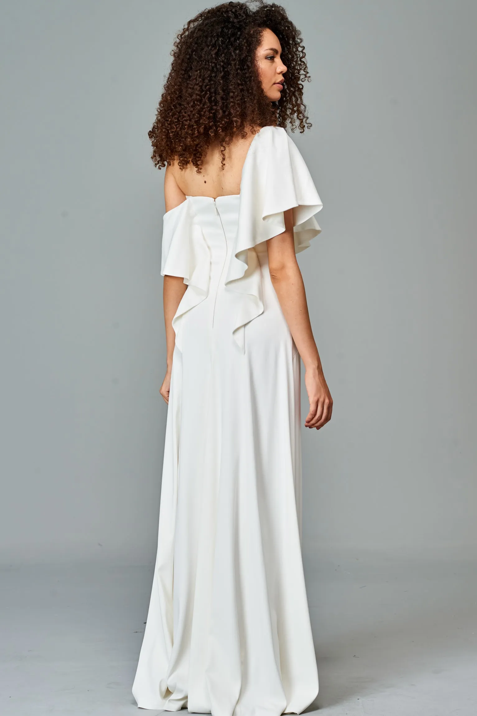 Ruffled Double Viscose Long Dress