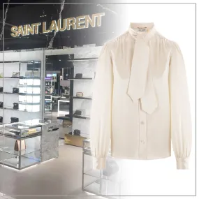 Saint Laurent  |Silk Long Sleeves Plain Shirts & Blouses