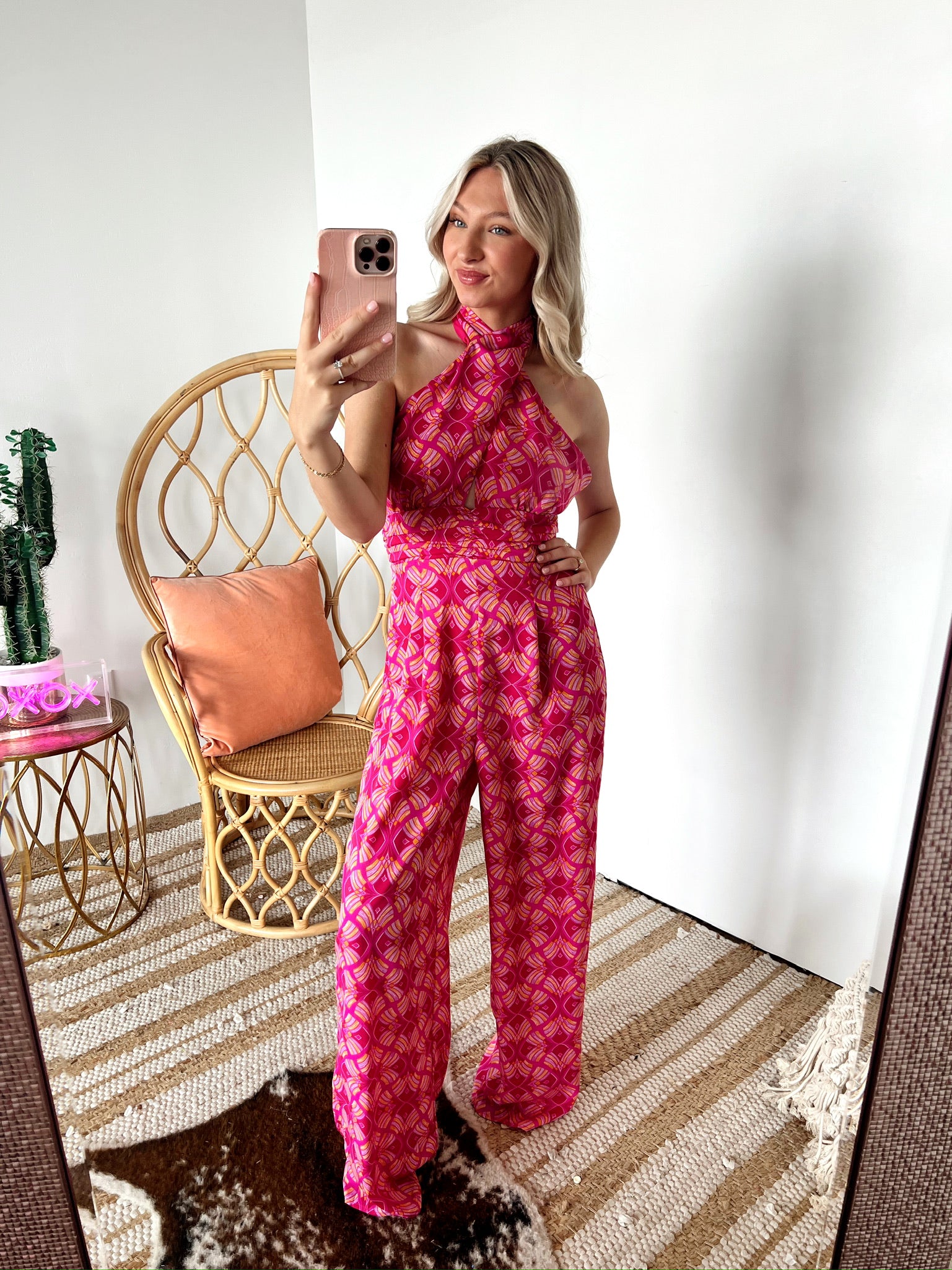 SIZE LARGE Sunset Drive Printed Jumpsuit