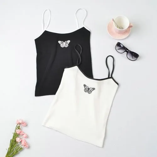 Solid Color Butterfly Camisole Knit Sling Sweater