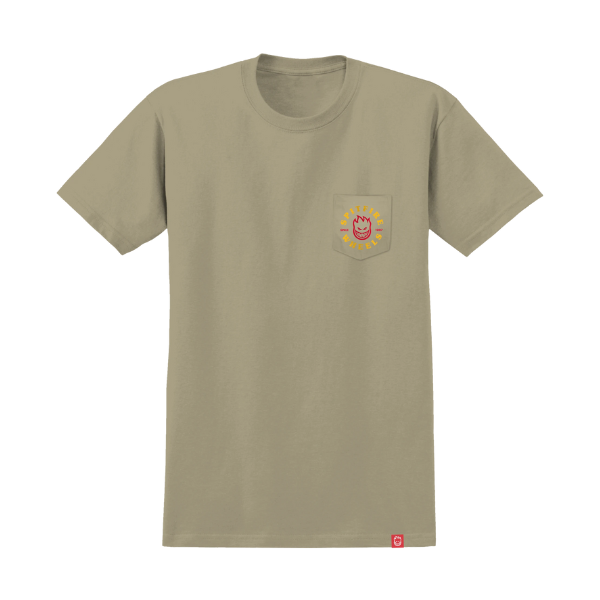 Spitfire Bighead Classic Pocket T-Shirt - Sand/Gold/Red