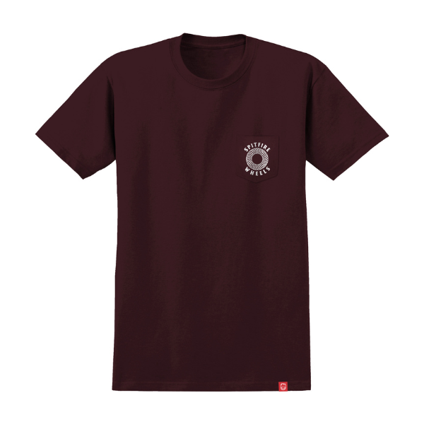 Spitfire Hollow Classic Pocket T-Shirt - Maroon/White