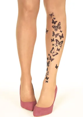 Stop And Stare Black Butterflies Tights ()