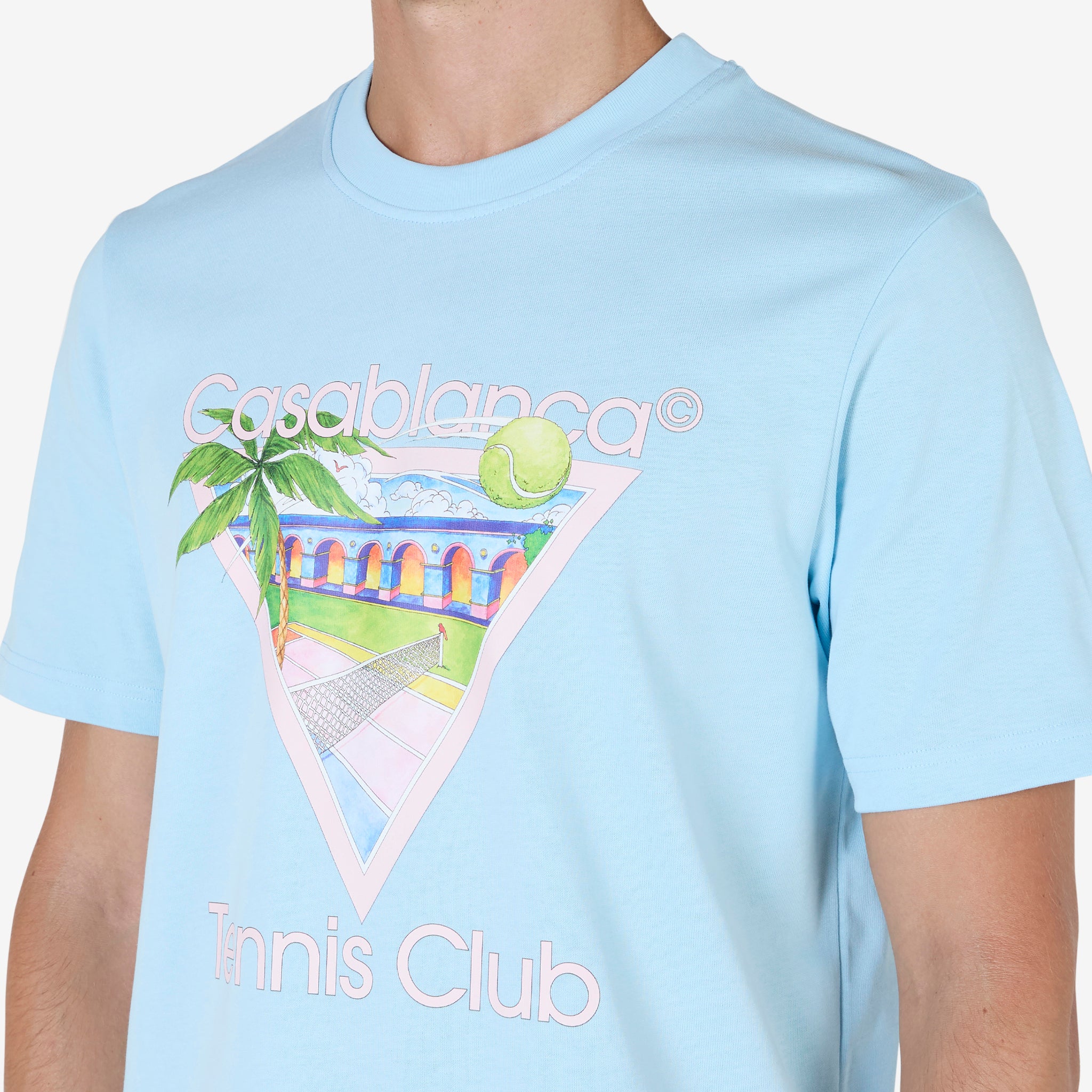 Tennis Club Icon Screen Printed T-Shirt Pale Blue