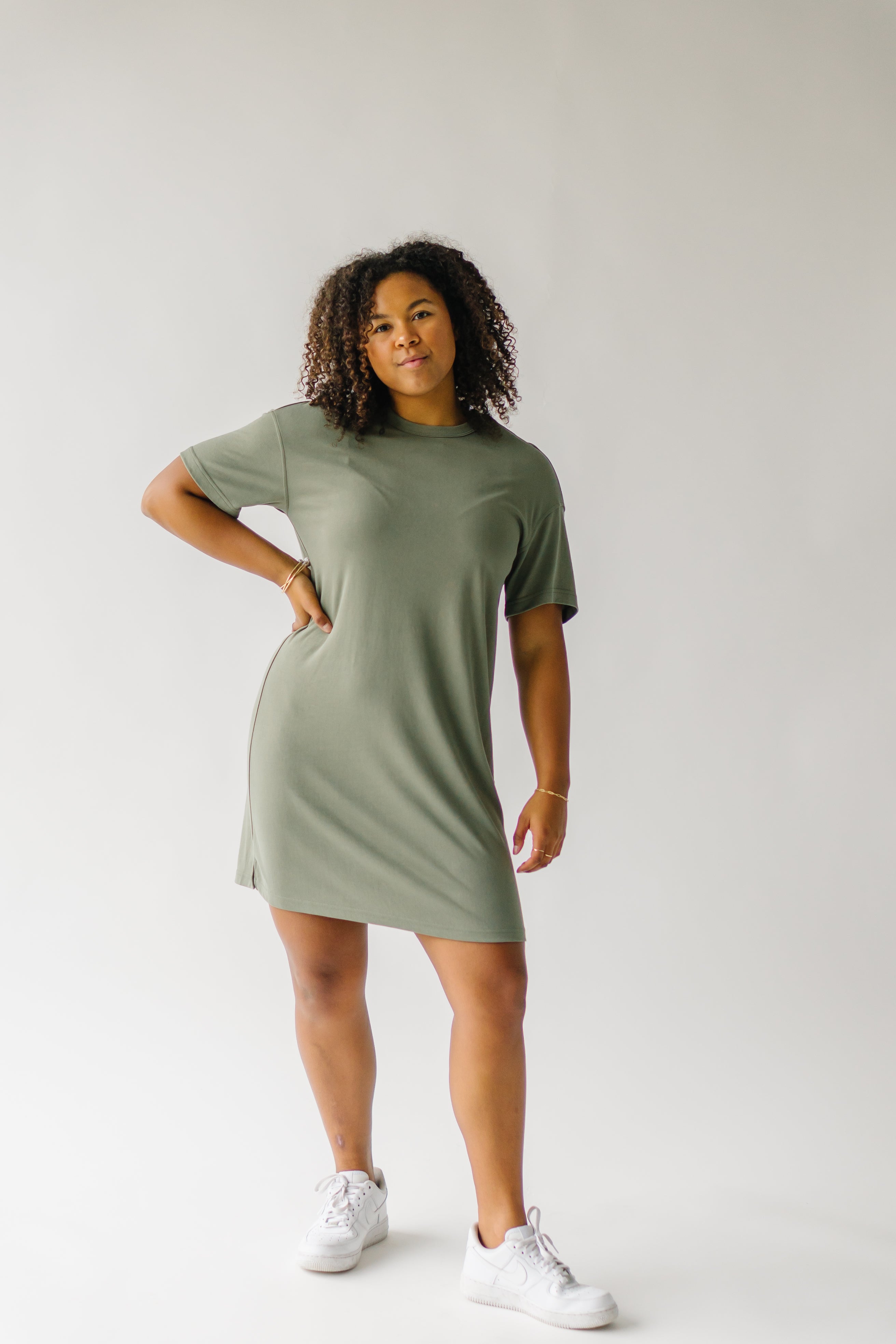 The Bassett T-Shirt Dress in Olive