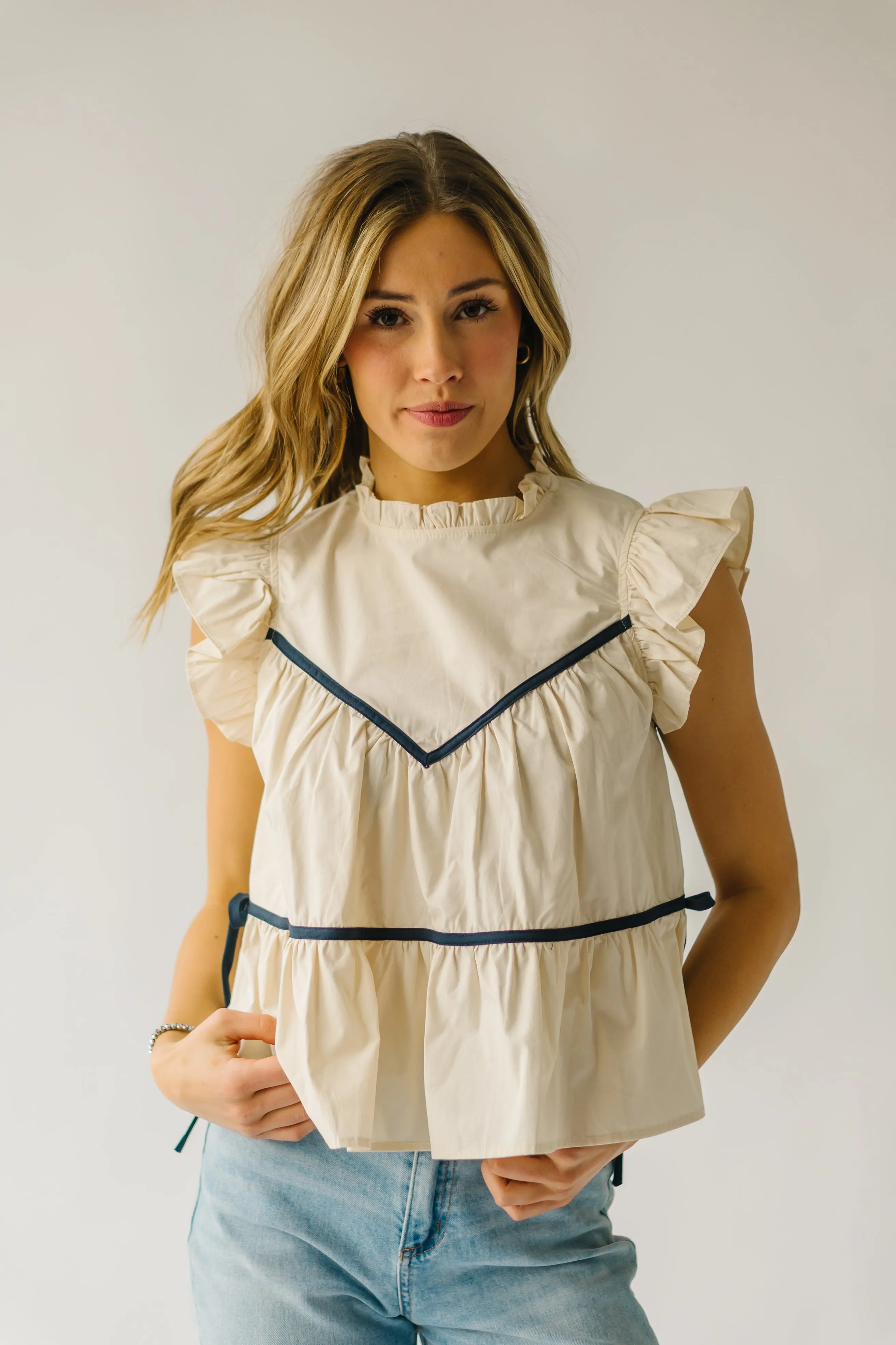 The Terrick Ruffle Detail Blouse in Ivory