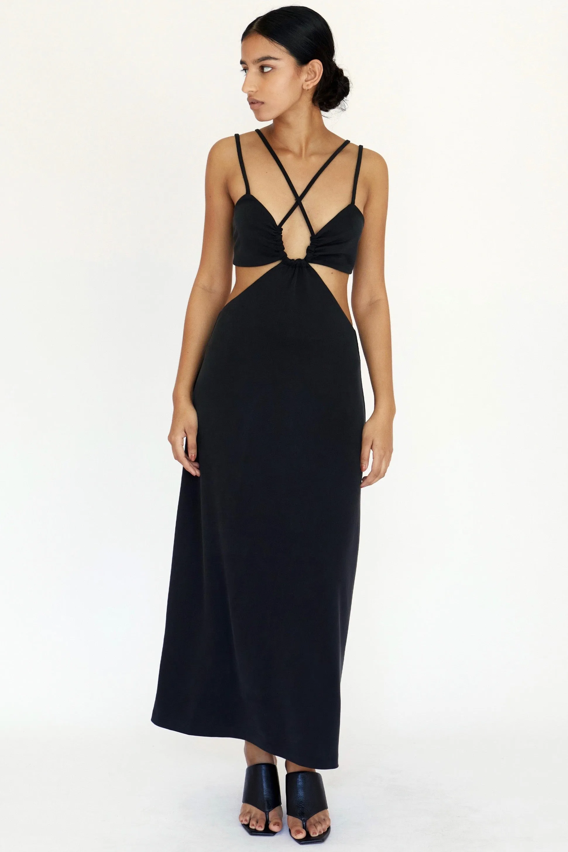 Third Form Double Crossed Midi Dress - Black