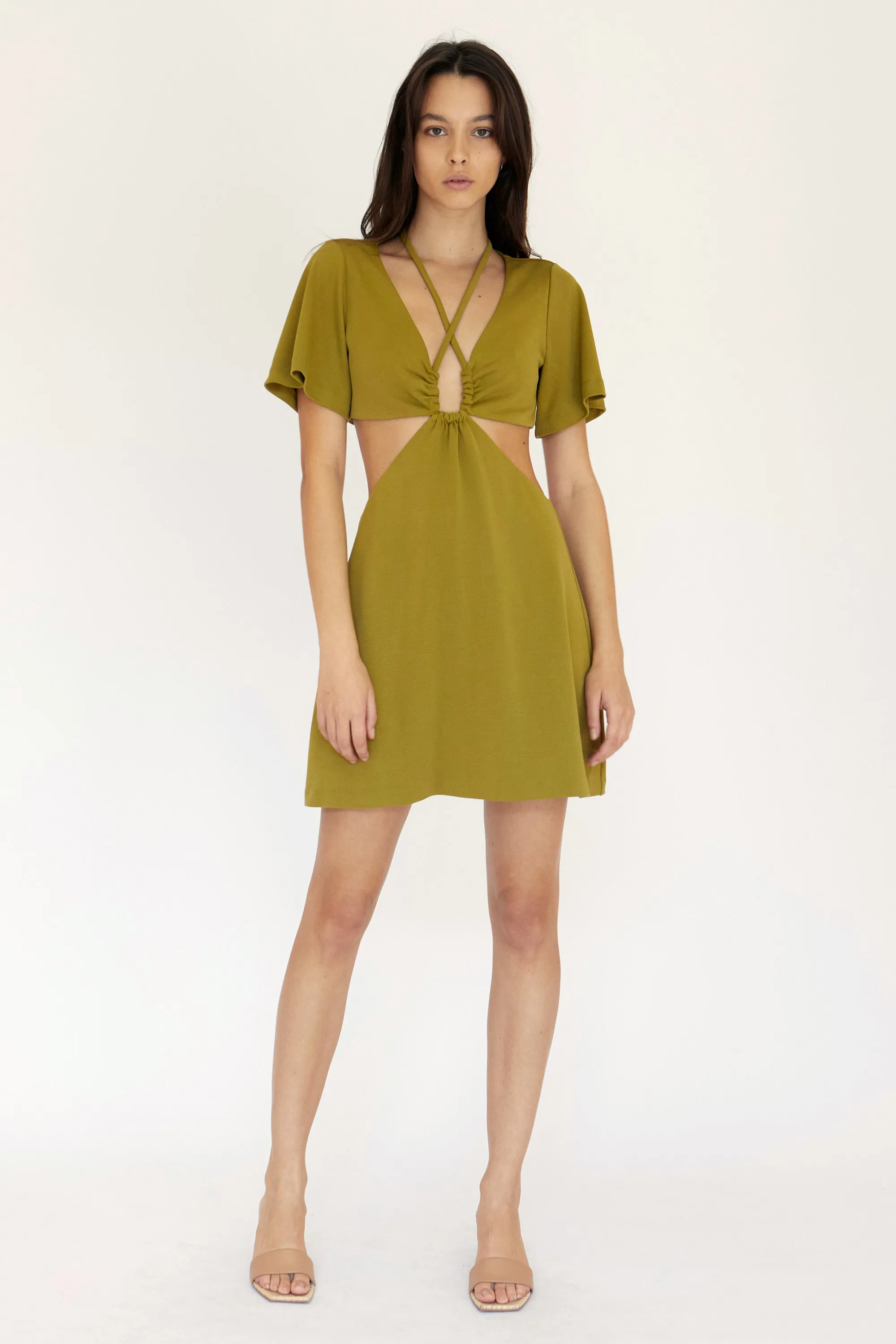 Third Form Double Crossed Tee Dress - Chartreuse