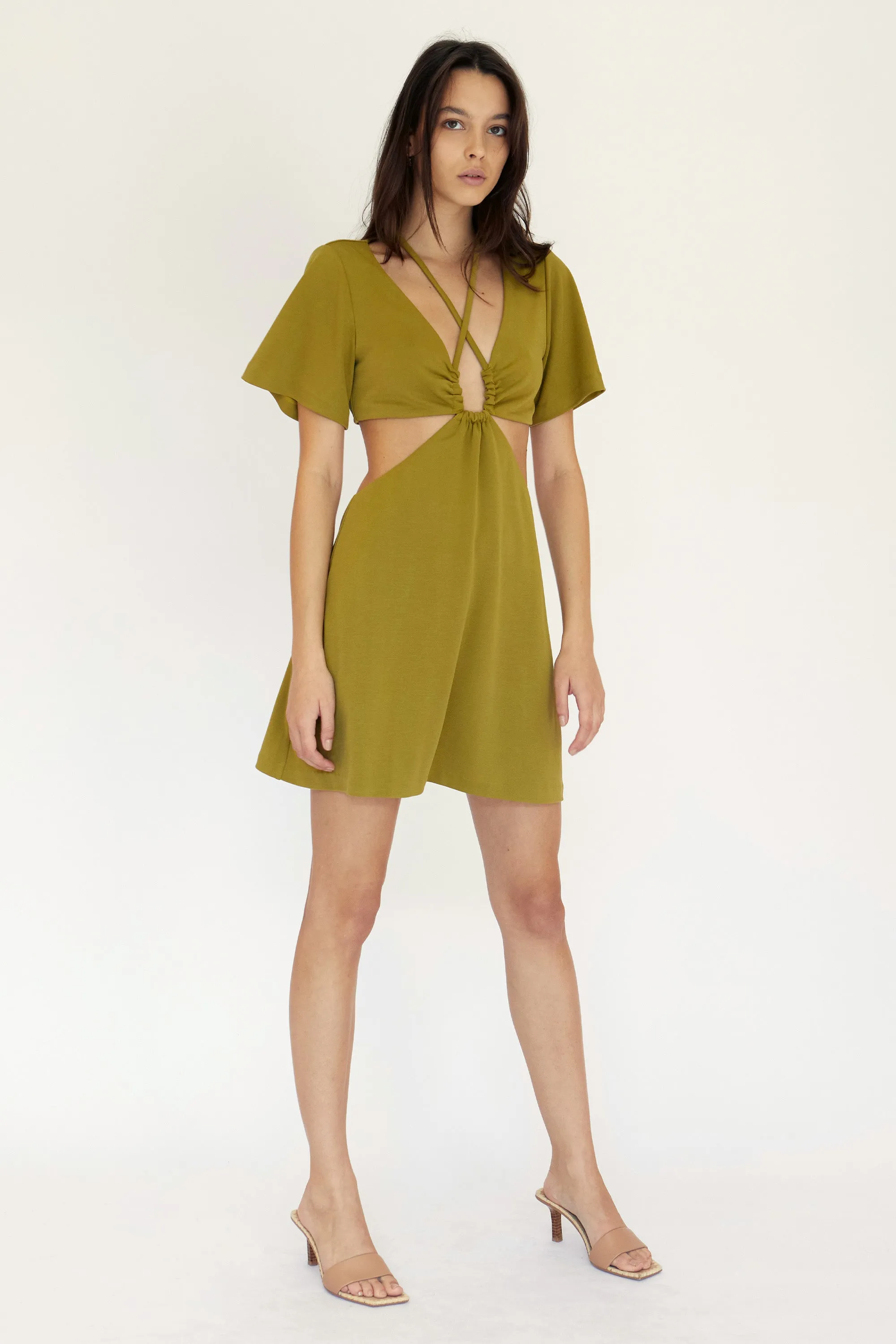 Third Form Double Crossed Tee Dress - Chartreuse