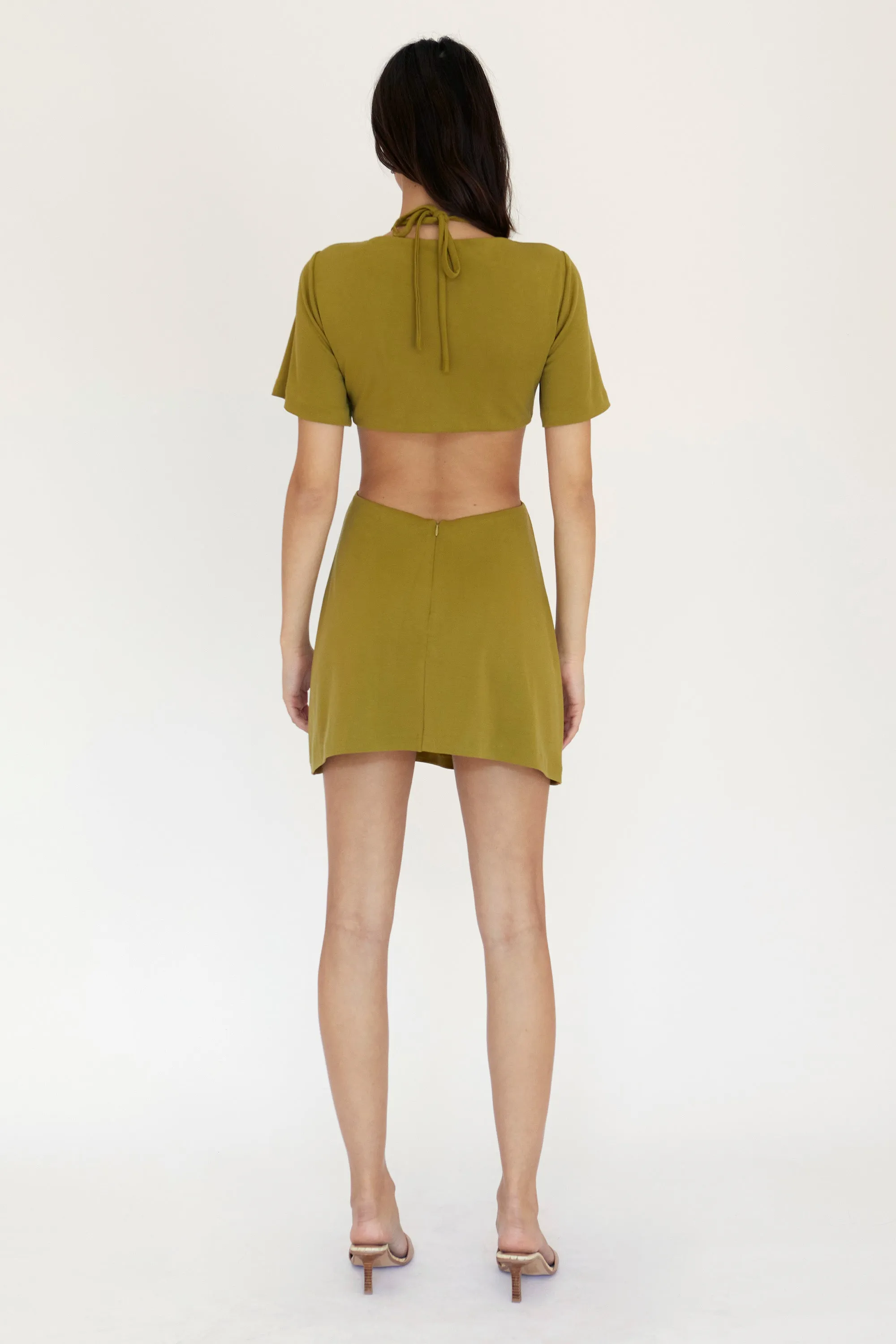 Third Form Double Crossed Tee Dress - Chartreuse