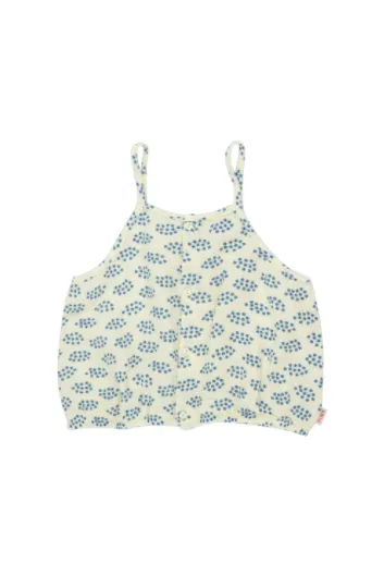 Tiny Cottons Forget Me Not Strap Blouse- pastel yellow/ultramarine