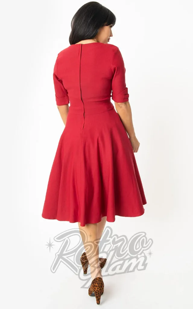 Unique Vintage Delores Swing Dress in Merlot Red - Pre-Order