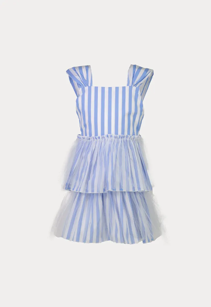 V-Neck Back Square Neck Stripe Dress