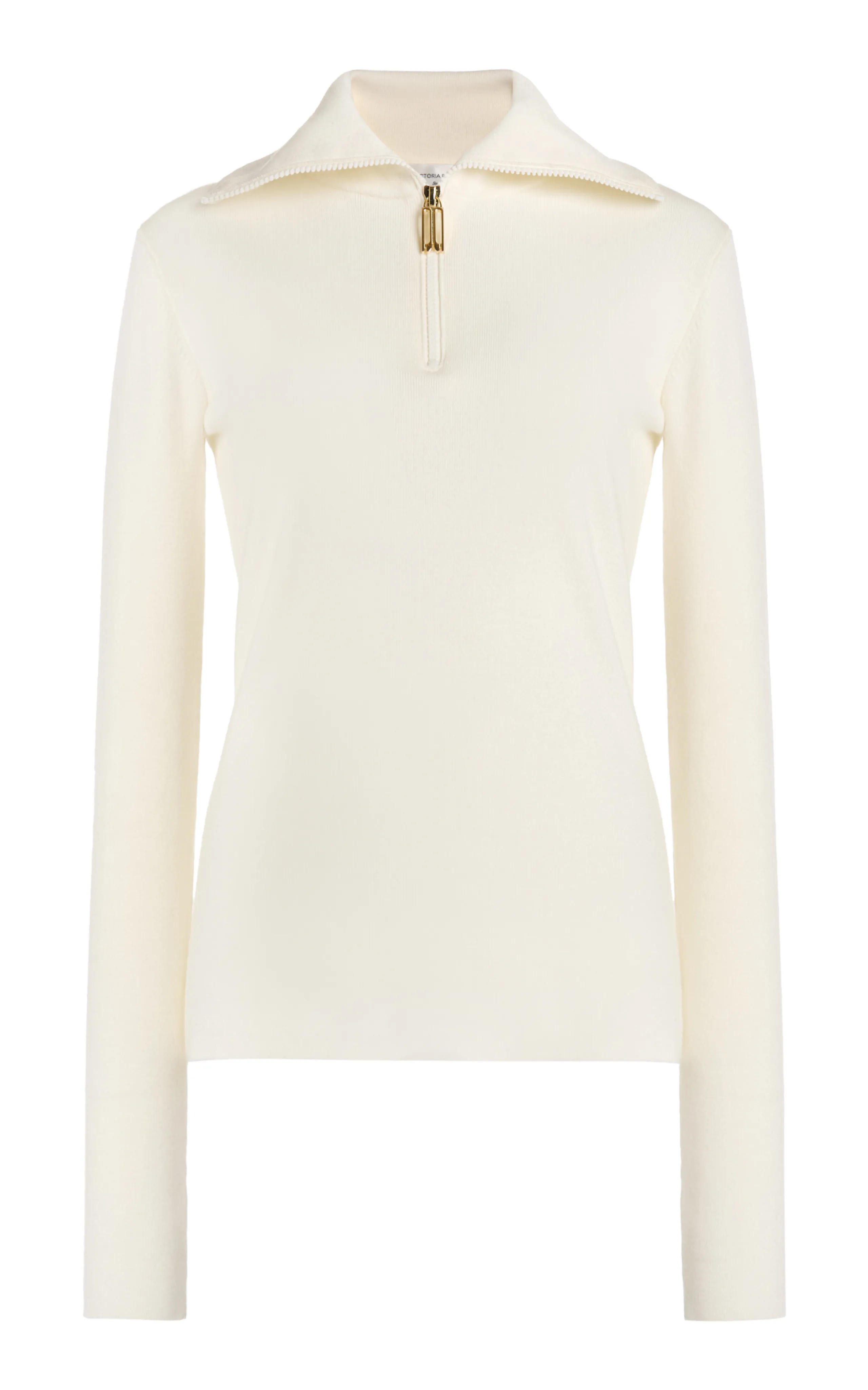 Victoria Beckham Merino Wool Zipper-Detailed Turtleneck Top