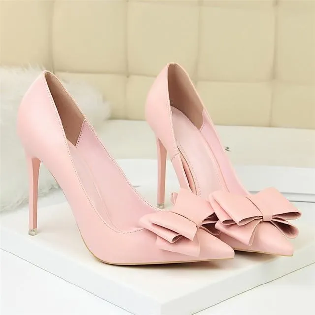 Women's Sexy Super High Heels Pumps Party Shoes with Butterfly Knots