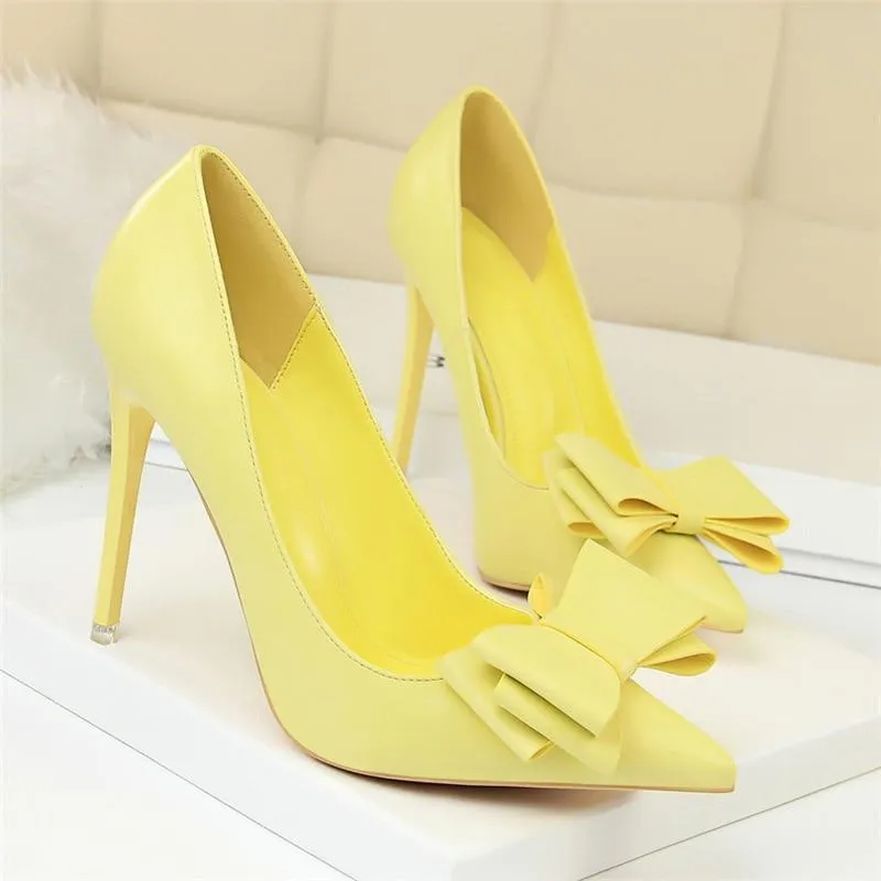 Women's Sexy Super High Heels Pumps Party Shoes with Butterfly Knots