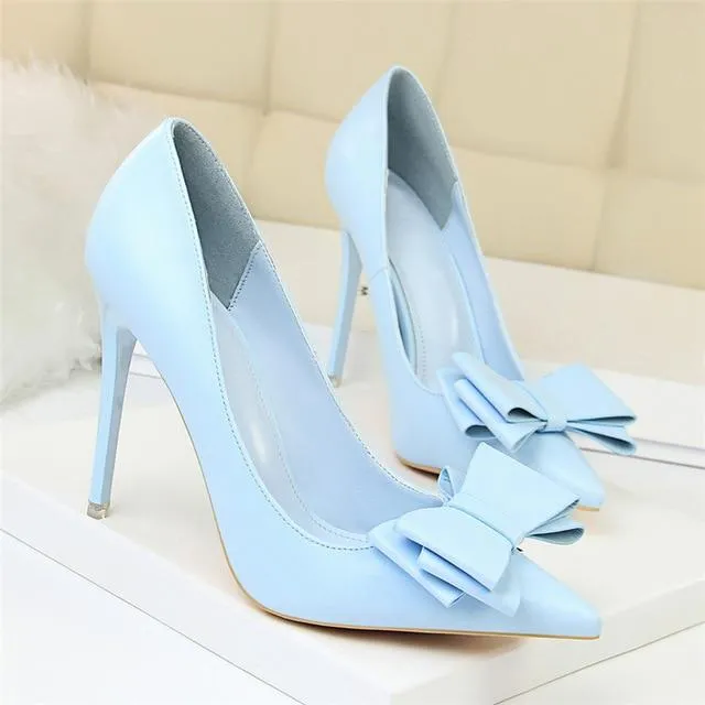 Women's Sexy Super High Heels Pumps Party Shoes with Butterfly Knots