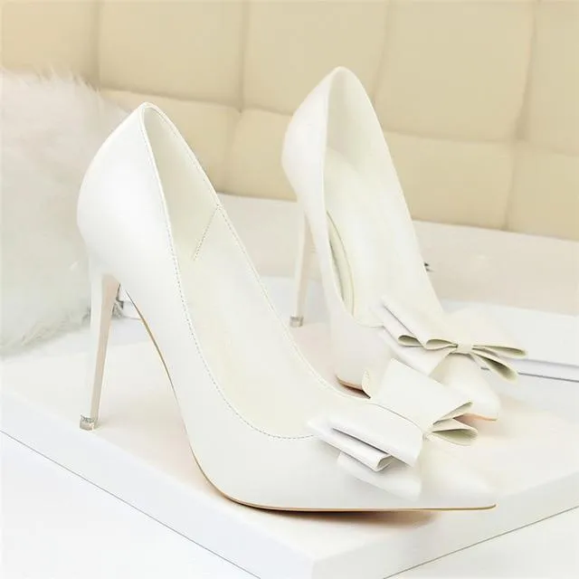 Women's Sexy Super High Heels Pumps Party Shoes with Butterfly Knots