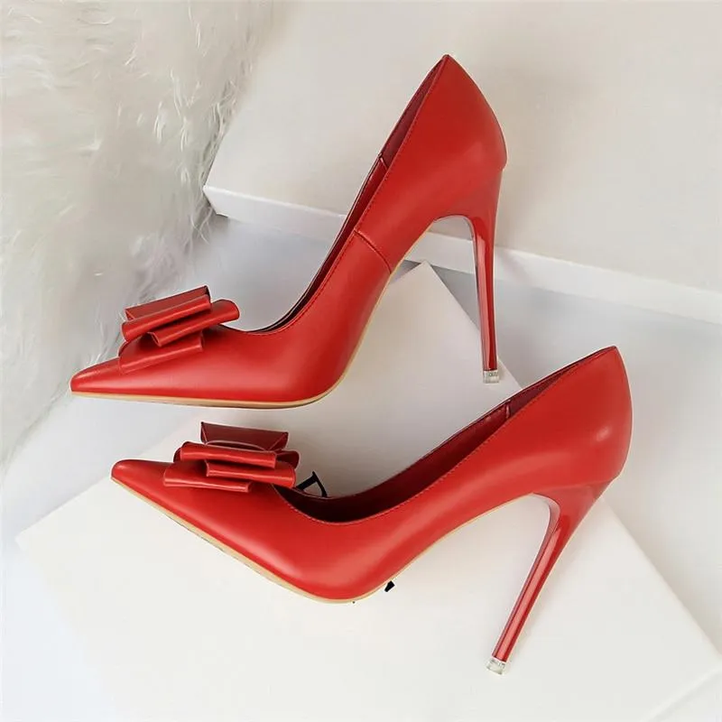 Women's Sexy Super High Heels Pumps Party Shoes with Butterfly Knots