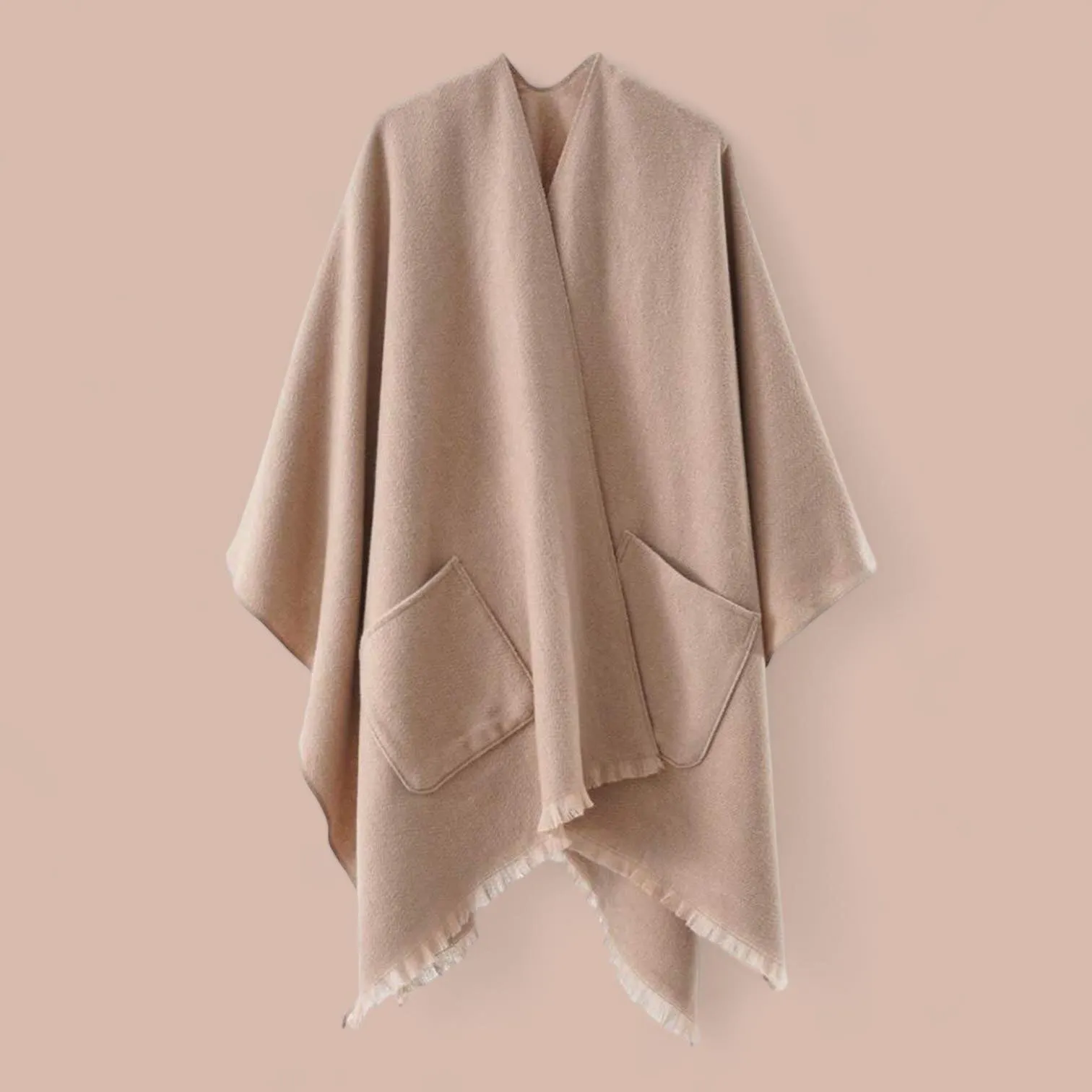 WRAP Plain Cape Shawl with Pockets