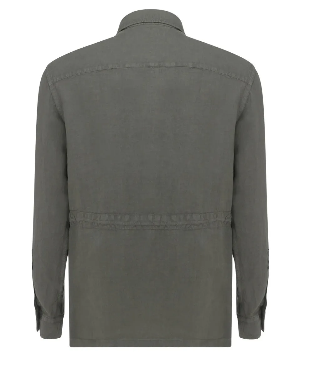 Z Zegna Pocket Detailed Military Buttoned Shirt