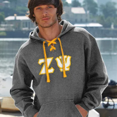 Zeta Psi Hockey Lace Hoodie - J8830 - TWILL